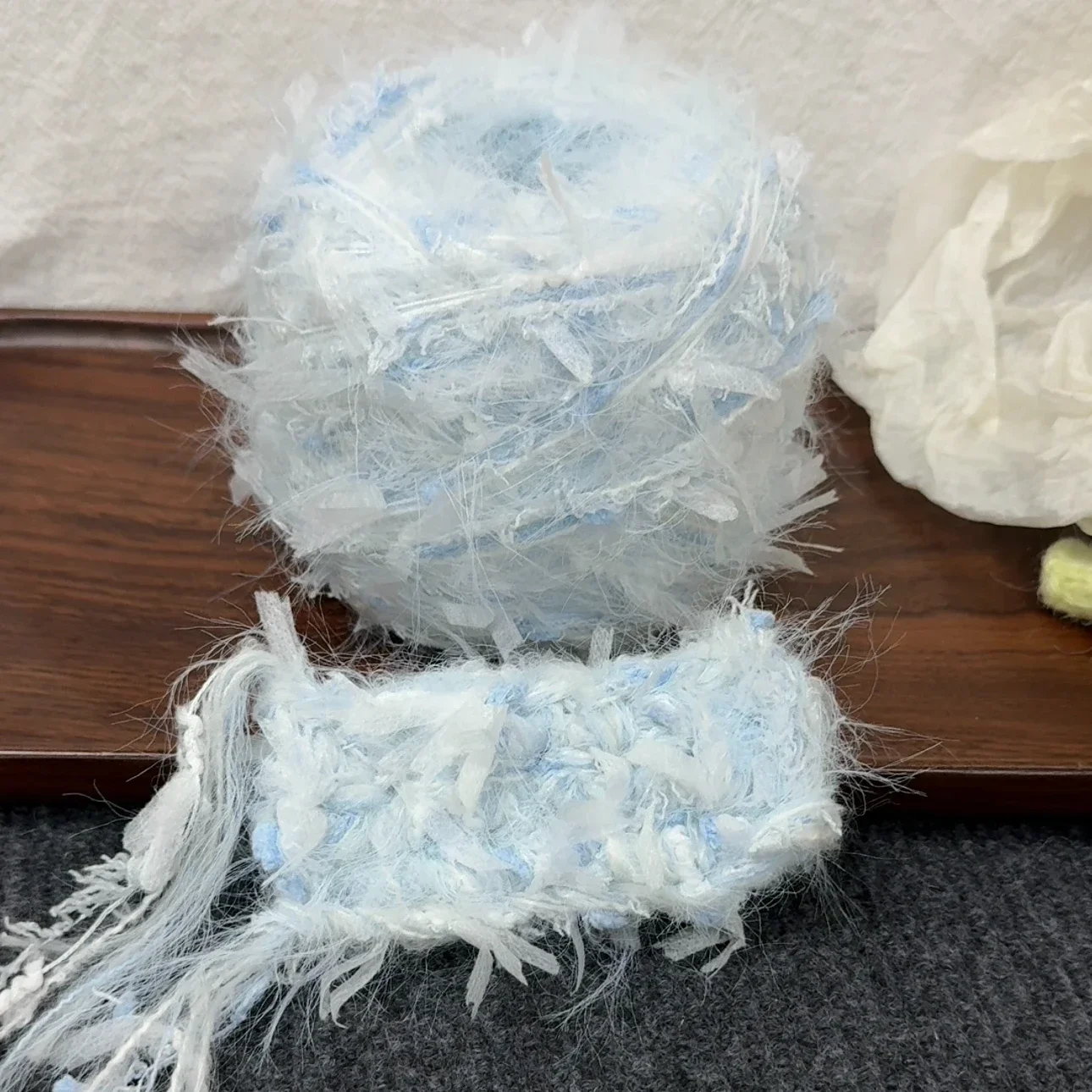 50g Hand Mixed Yarn Icelandic Blue Handmade Featured Mixed Thread Woolen Balls for Weaving Card Clothes DIY Gifts Thread