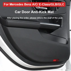 For Mercedes Benz A/C/ E-Class E300L Car Door Kick Mat GLC Car Seat Anti-Kick Mats GLB Car Door Sill Strips Protective Sticker