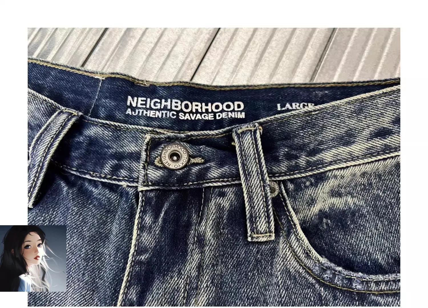 Japanese  NBHD Washed Knife Cut Micro Tapered Jeans Trend MEN WOMEN Loose Fit Casual Trousers Pants