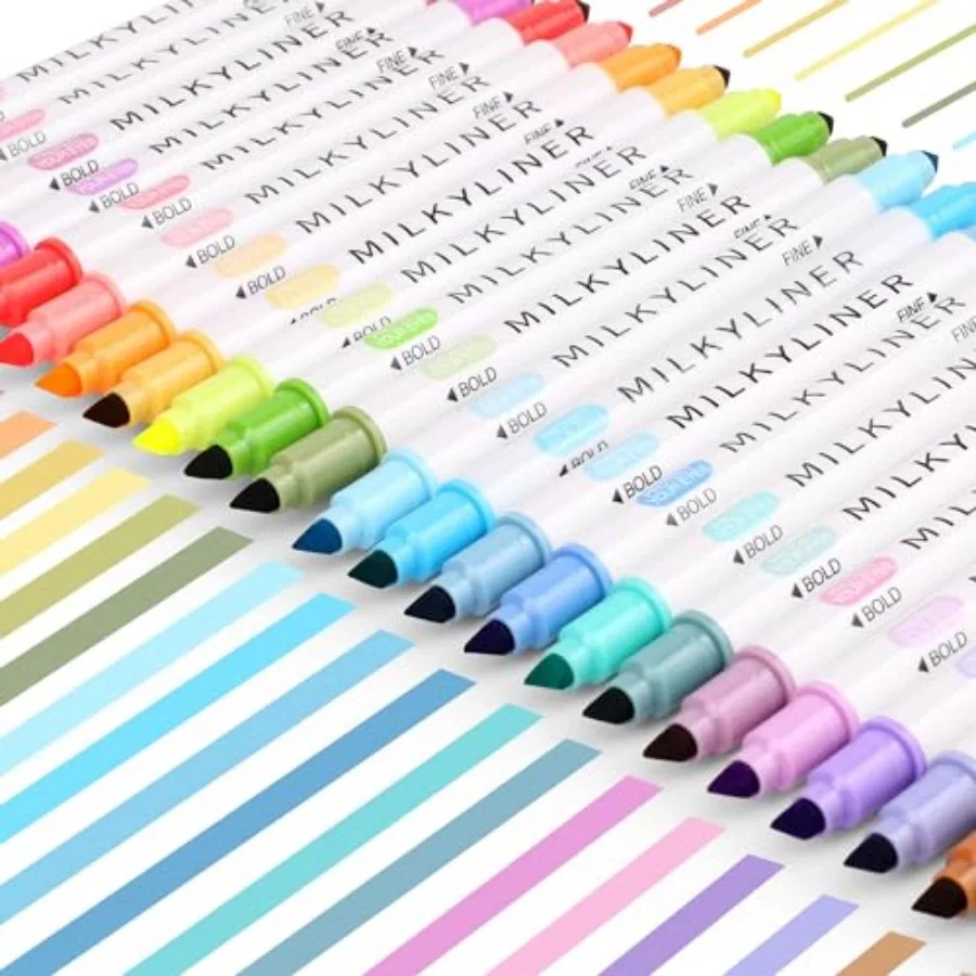 

Pastel Highlighters, 24Pcs No Bleed Bible Highlighters Assorted Colors, Dual Tip Unique Retro Colors, Quick Dry Aesthetic Highl