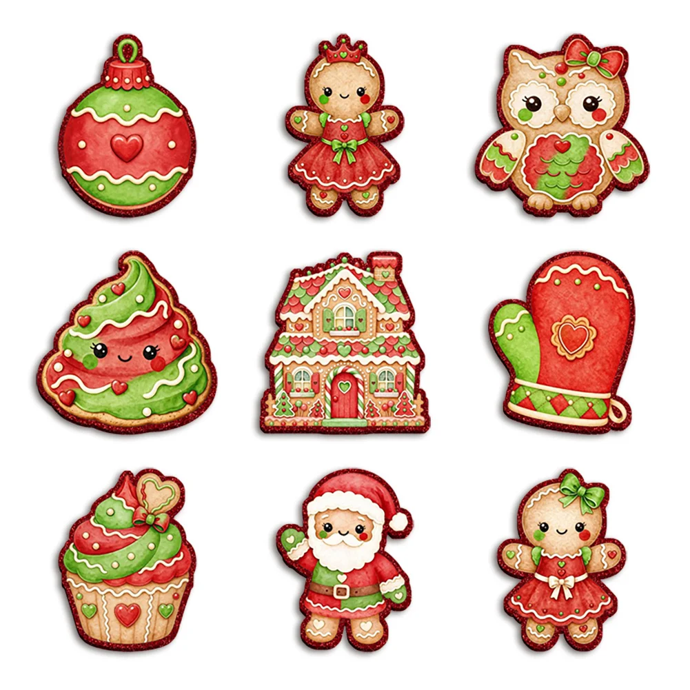 5pcs Merry Christmas Day Color Glitter Acrylic Flatback for Badge Hair Bow Keychain Reel Clip Decoration