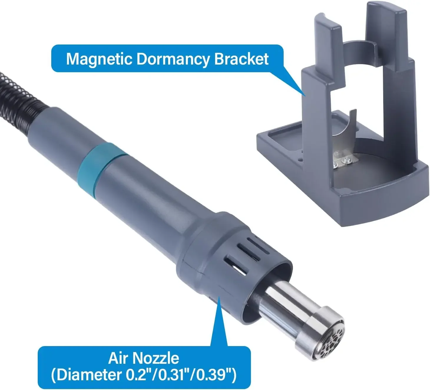 محطة إعادة تشغيل الهواء الساخن، محطة إعادة تشغيل الهواء الساخن الرقمية 1000 وات 110 فولت مع شاشة LCD ومروحة توربينية بدون فرش ومسدس ساخن لحام #4