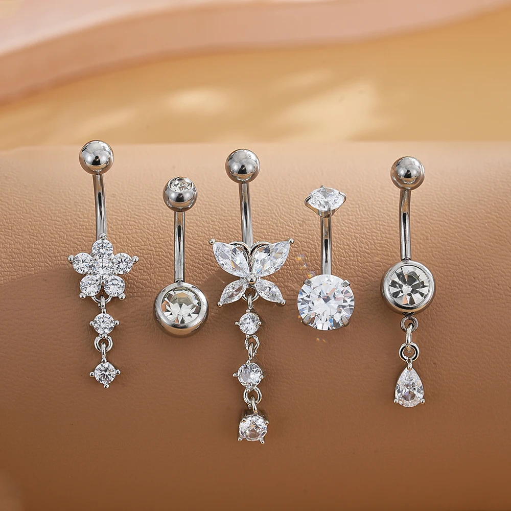 3-5pcs Mixed-Style Sets Dangle Belly Button Rings