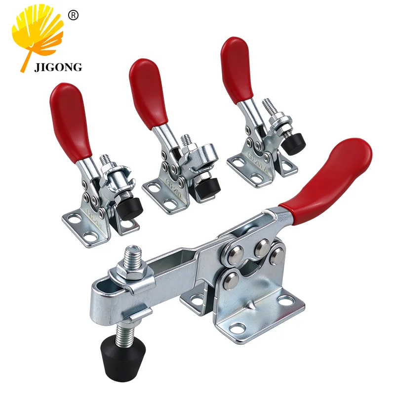 Toggle Clamp GH-201 Series Quick Release Horizontal Holding Clamp with Rubber Tip for Woodworking Welding Workpiece Fixation