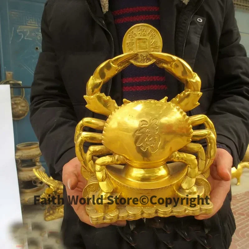 BA FANG LAI CAI Bring in wealth treasure fisherfolk Sea business Money Drawing Mascot GOOD LUCK Fortune golden Crab brass statue