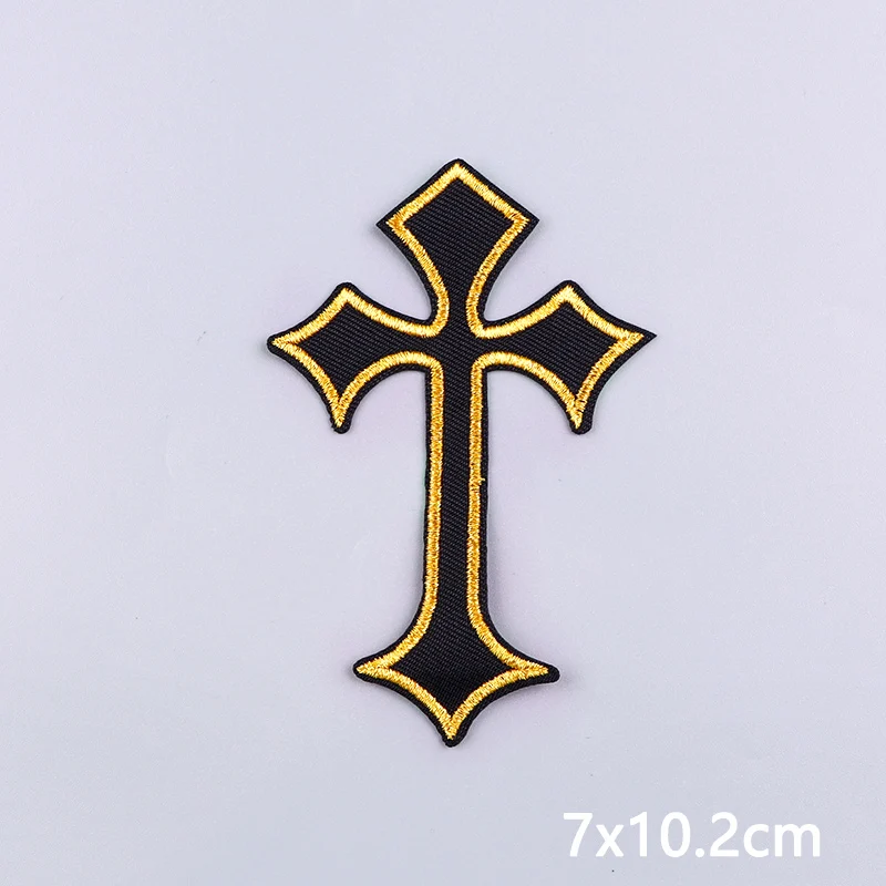 Jesus-Kreuz-Stickerei-Aufnäher für Kleidung, Gold-Silber-Kreuz-Aufnäher zum Aufbügeln für Kleidung, Persönlichkeits-Applikationen, Basteldekoration – Detail 14