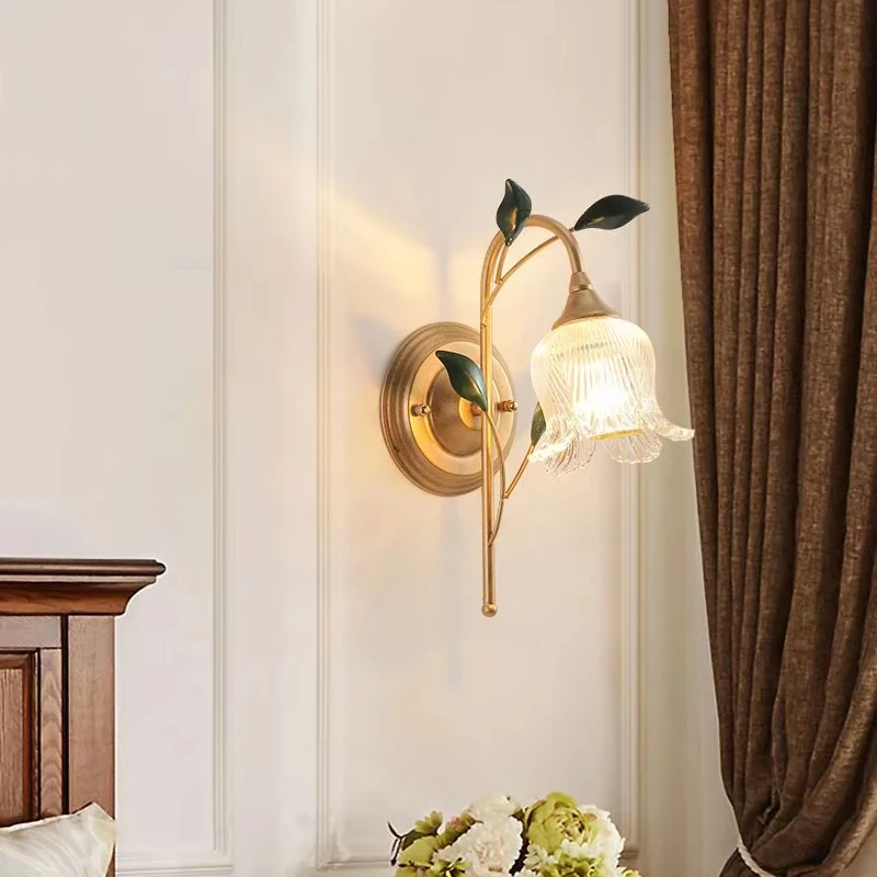 Contemporary Wall lamp French Pastoral LED Creative Flower Living Room Bedroom Corridor Home Decor Sconces Lights