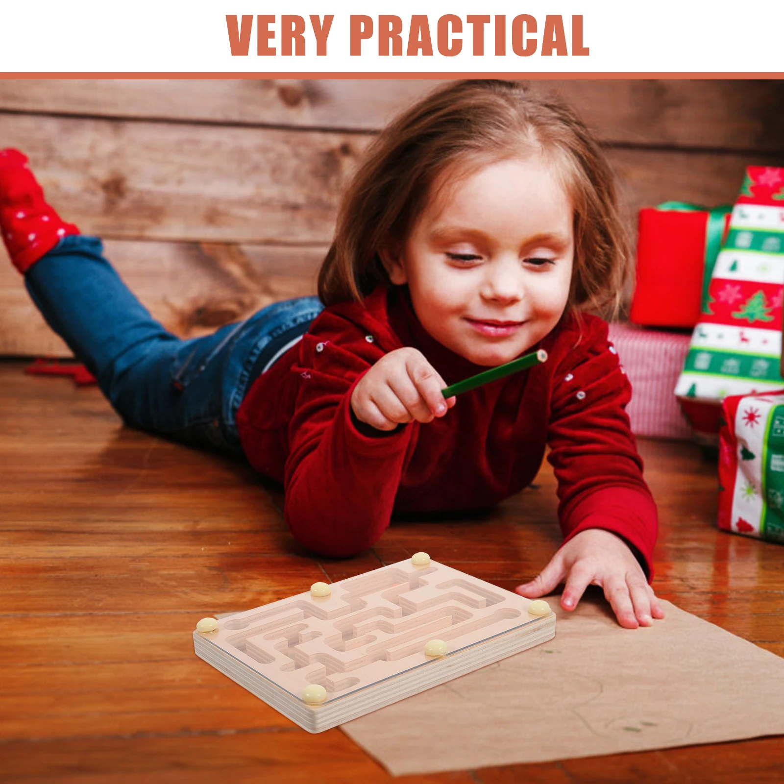 مضحك لغز المتاهة مجلس التوازن الخشبي تدريب الاطفال التعليمية اللعب المتاهة مجلس الخرز المحمول لعبة لعبة الخرز المحمول #4