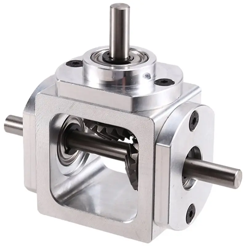 T21C 2X Gearbox 90 Degree Right Angle Bevel Gear-Box With Mounting Hole 1:1 Shaft 1 Module 20 Teeth Bevel Gear A