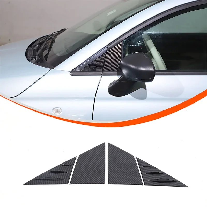 For Fiat 500 2010+ Car Rearview Mirror Side Triangle Spoiler Trim ABS Carbon Fiber Pattern Exterior Accessories 4 Pcs