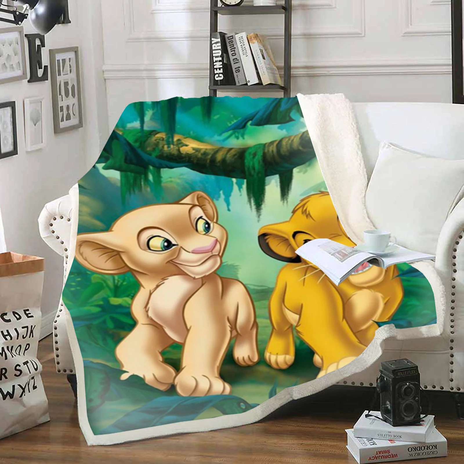 Disney Lion King บ้านพิมพ์ผ้าห่มอะนิเมะ Furry เด็กขนาดหรูหราเตียงขนแกะผ้าห่มโพลีเอสเตอร์ 100%