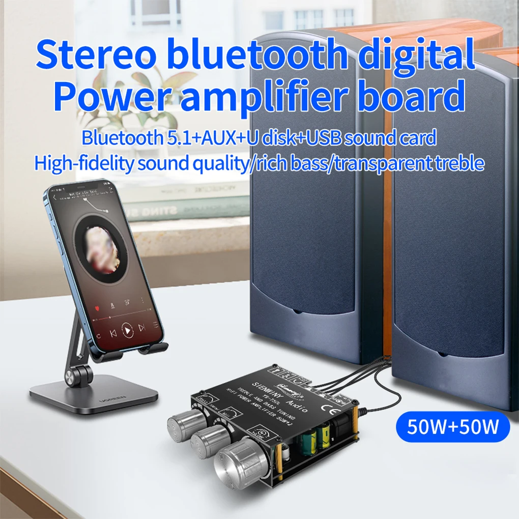 Audio Amplifier Sound Board Subwoofer Speaker Stable Transmission Compact Size Household Accessories Home Bass Adjustment