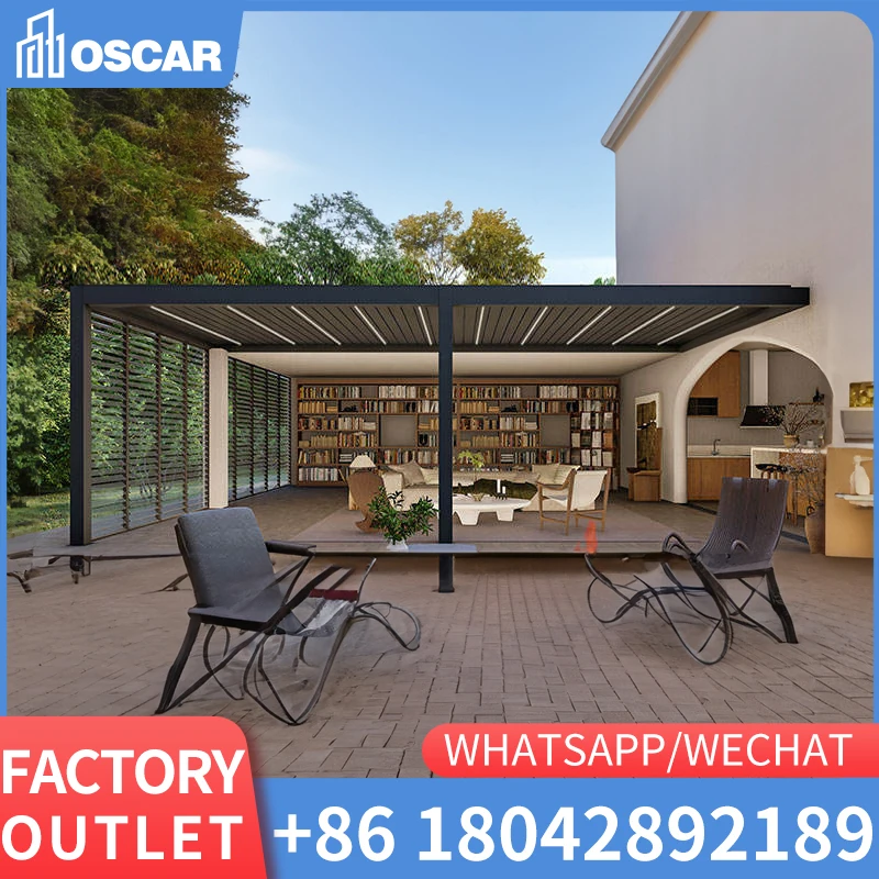 

Electric Retractable Roof Awnings Pergola Awnings Outdoor Motorized Full Cassette Awning for Conservatory