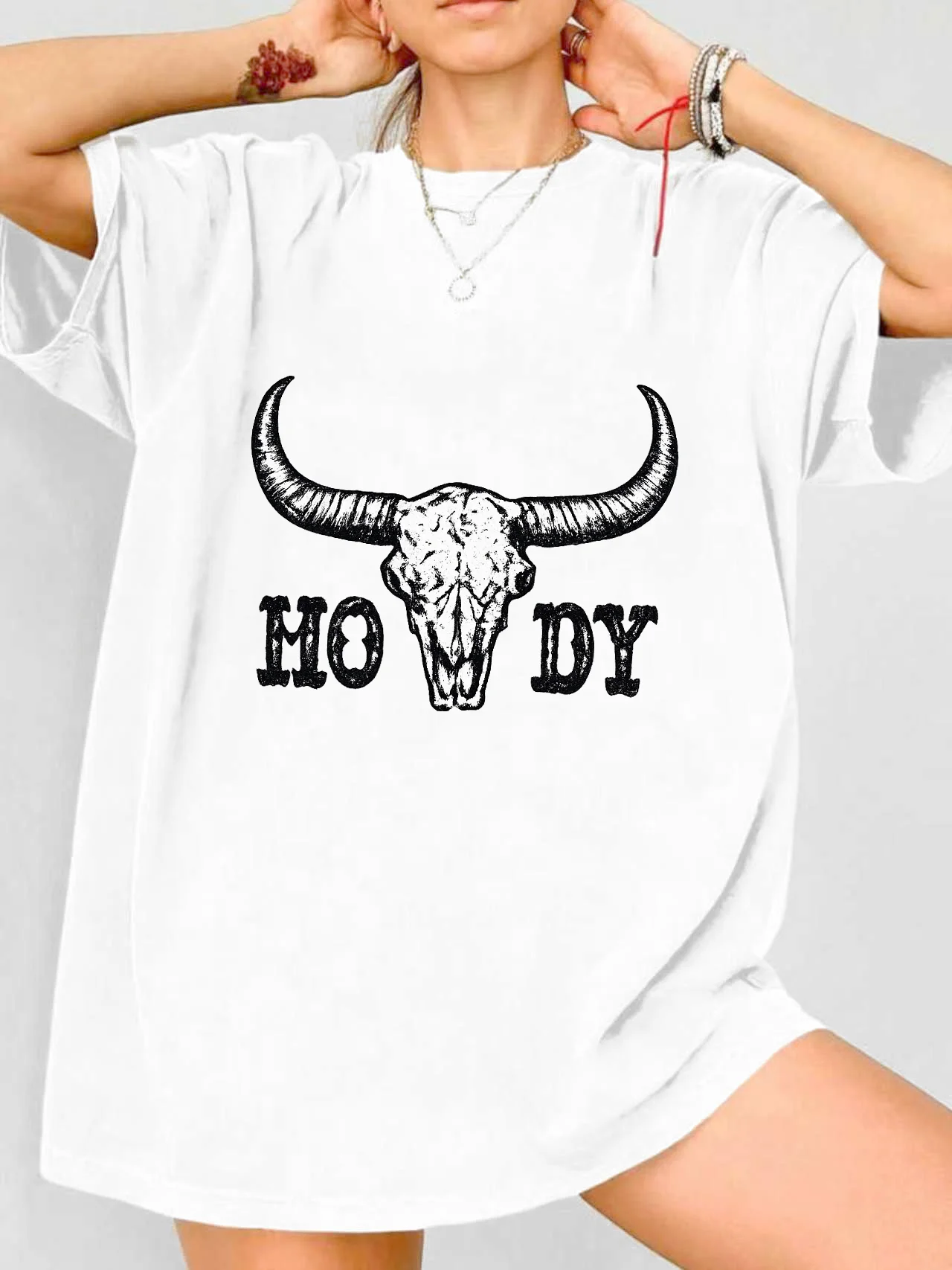 

【WDS0044】Plus size women's round neck short sleeve T-shirt with elastic half sleeves and trendy prints