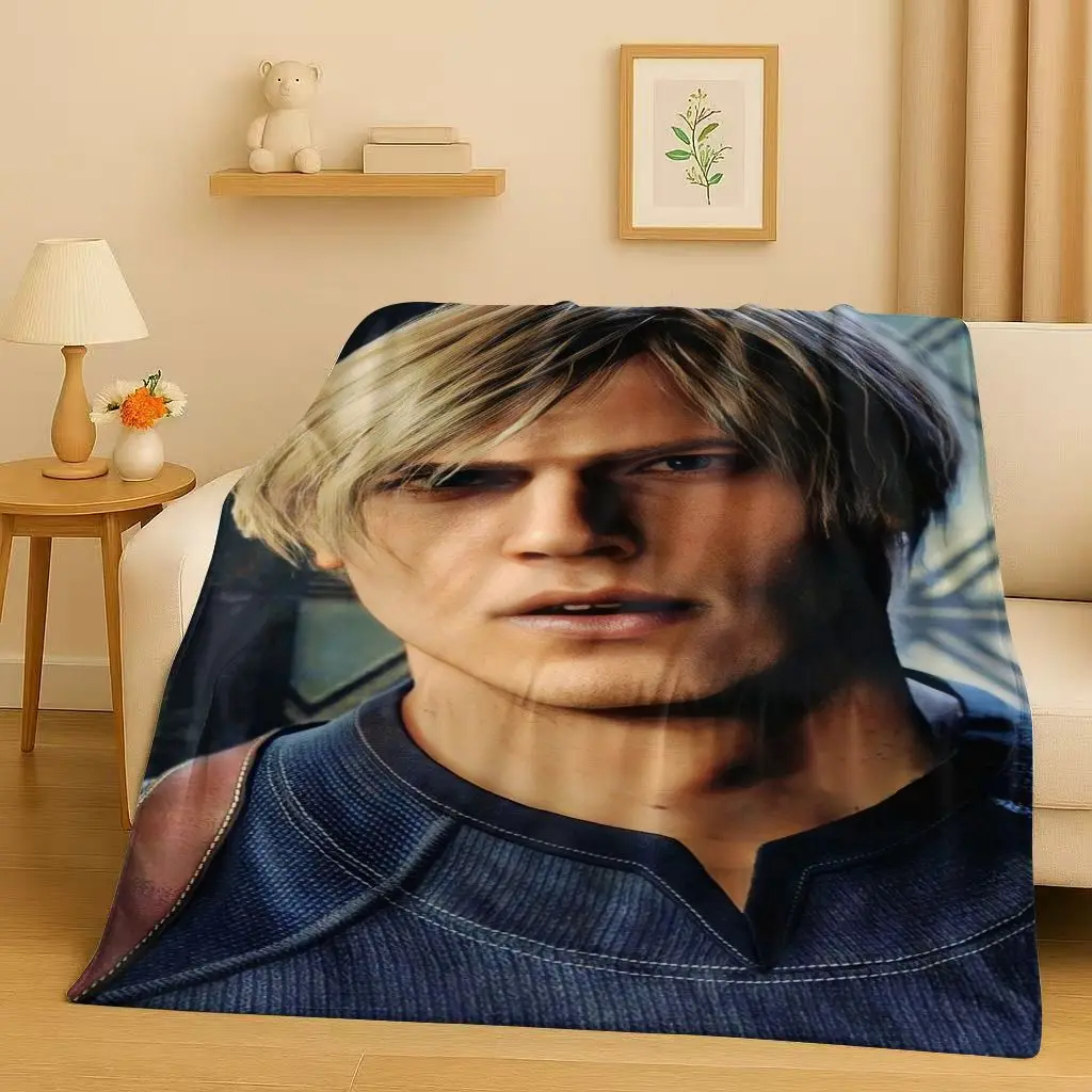 

3D Leon R-Resident Evil Game Cartoon Flannel Blanket,Ultra Soft Warm Plush Throw for Home Bedroom Bed Sofa Cover Picnic Kids