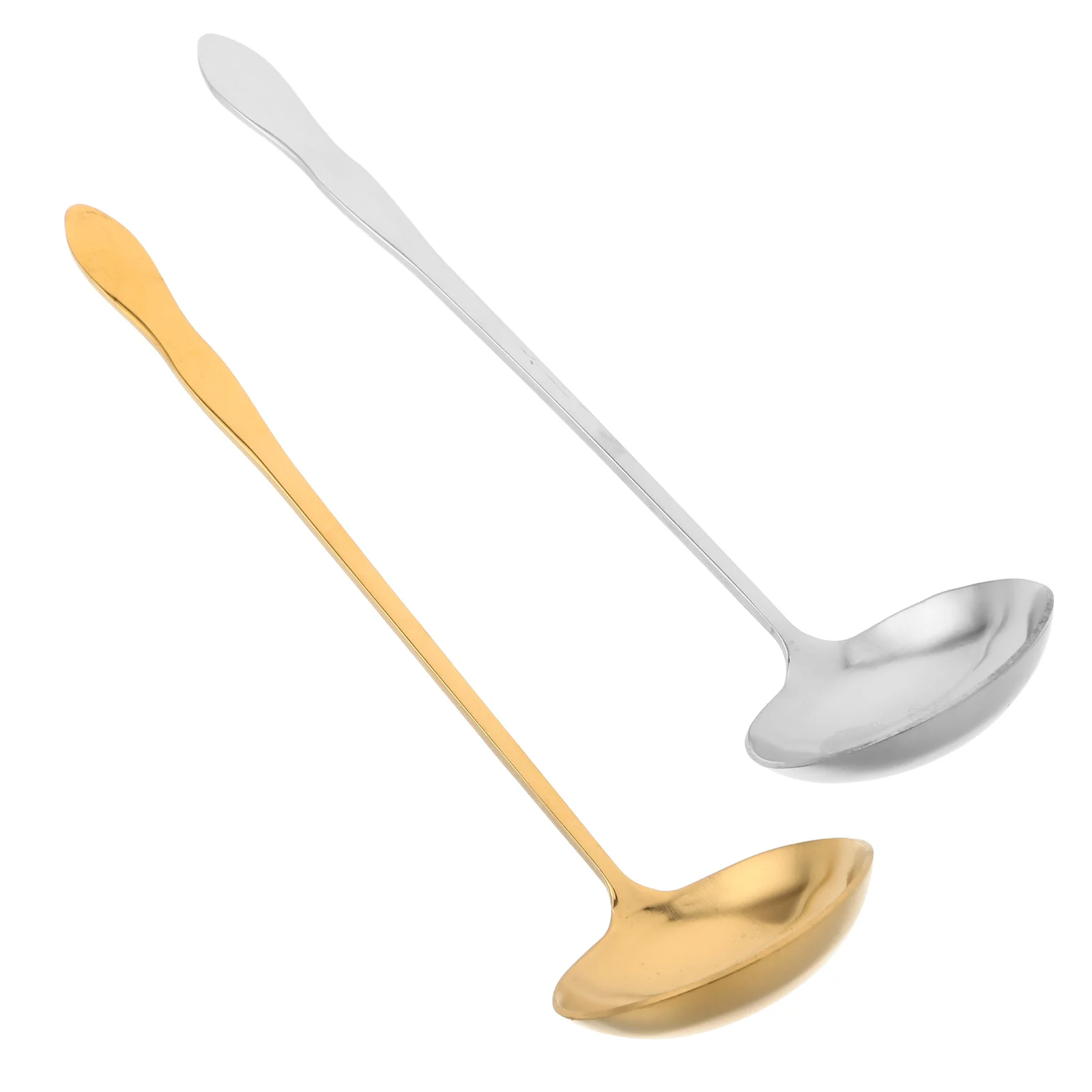 

2Pcs Extended 19Cm Coffee Stirring Spoons - Stainless Steel Dual Tone Serving Spoons for Soup Latte Dessert Cocktail Mixing Home