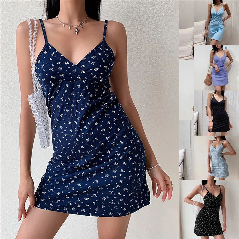 Y2k Vintage Floral Cross Camis Dress Women Slim Sleeveless V-Neck Summer Sexy Cute Backless Party Black Mini Dresses Woman Cloth