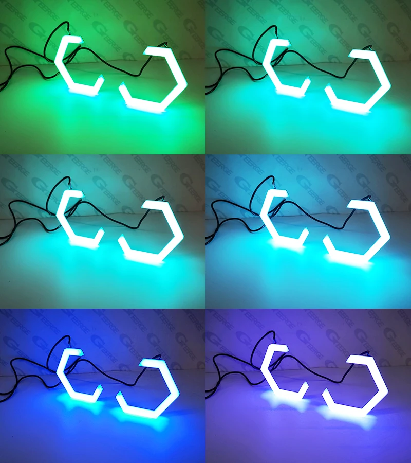 Geerge 70mm 80mm 86mm 90mm 106mm Bluetooth-Compatible APP RF Remote LED Multi Color RGB Angel Eyes Hexagon Hex Halo Rings - view 3