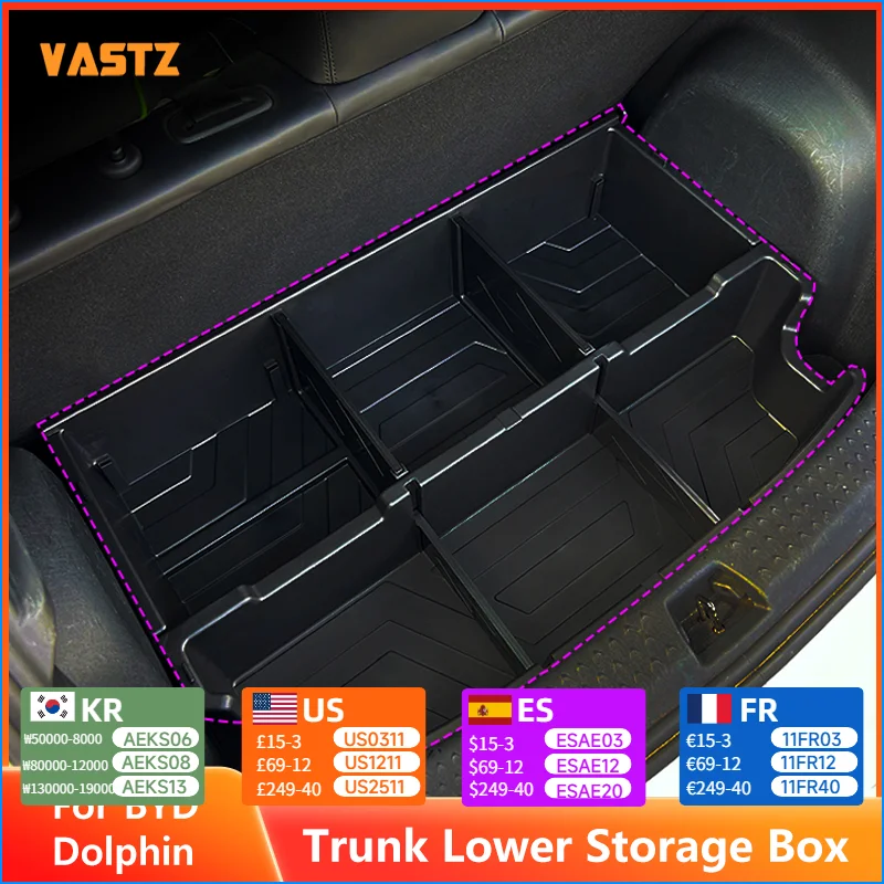 

Ящик для хранения багажника автомобиля для BYD Dolphin 2024-2025 TPE, нижний ящик для хранения багажника, органайзер, удлинитель для заправки багажника, аксессуары