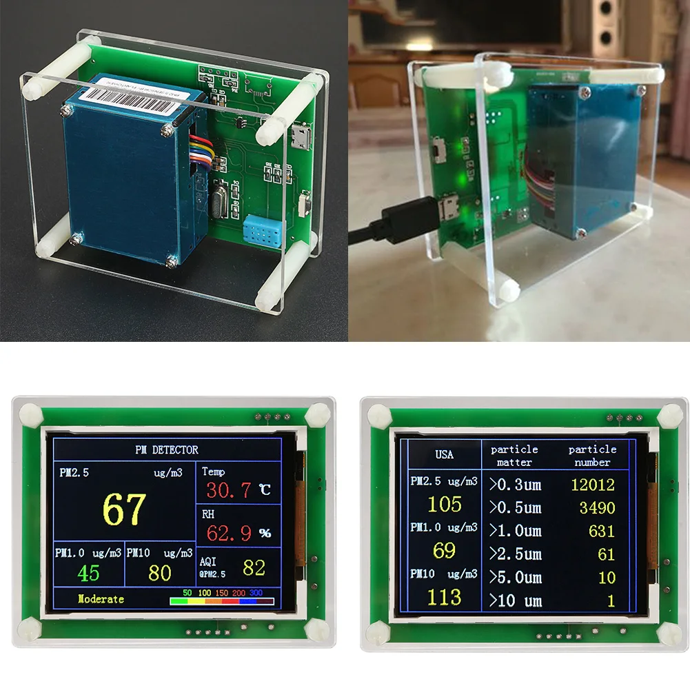 2.8 ''ارتفاع معدل مرآة سيارة رقمية PM2.5 جودة الهواء كاشف تستر متر AQI المنزل جهاز مراقبة الغاز الأداء الممتاز PM2.5 كاشف