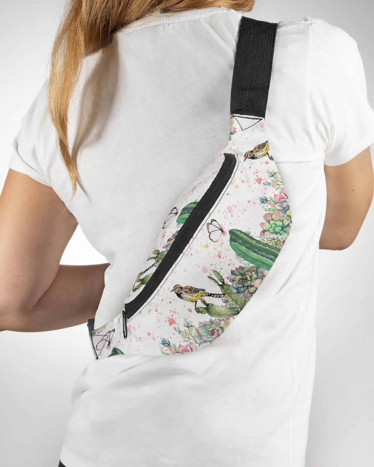 

Tropical Plant Succulent Cactus Bird Butterfly Men Women Waist Bag Fanny Pack Belt Bag Wallet Pouch Waterproof Banana Hip Bags