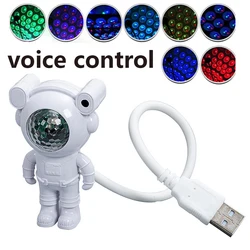 Luz nocturna de escritorio con control de voz, lámpara LED de noche con astronauta, teclado creativo, lámpara de libro, portátil, regalo, Tesoro recargable