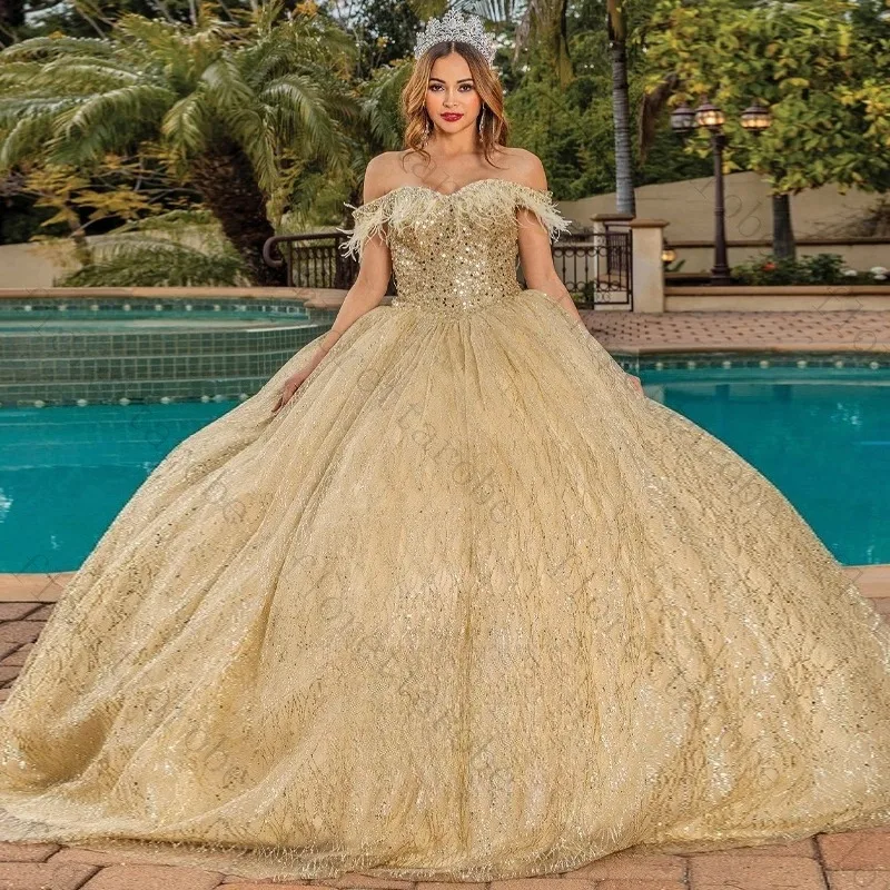 Customized Temperament Gorgeous Luxurious Shining Quinceanera Dresses Beading Tulle  Lace Princess Charming Fashion Ball Gown