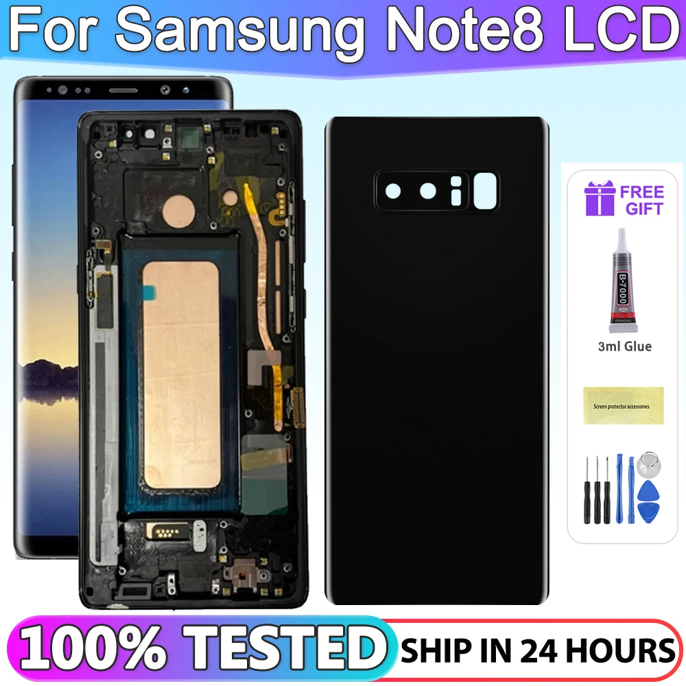 

Сенсорный TFT ЖК-экран для Samsung Galaxy Note 8 N950 N9500, запасные части с рамкой, 100% тестирование