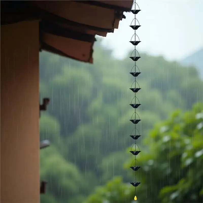 C 1Pcs Water Supply Chain Decoration Outdoor Rain Chain Metal Japanese Style Eaves Drainage Chain Villa Courtyard Rain Chain