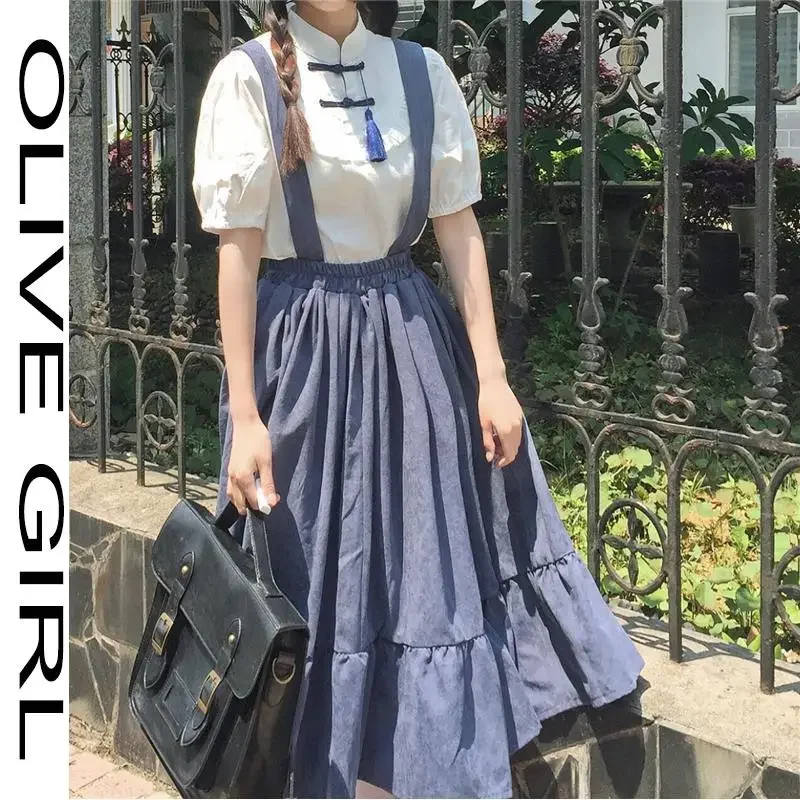 2021 Zomer Jurken Voor Vrouwen Casual Kawaii Fee Indie Kleding Korte Mouw Strap Maxi Jurk Lolita Harajuku Cottagecore Gewaad