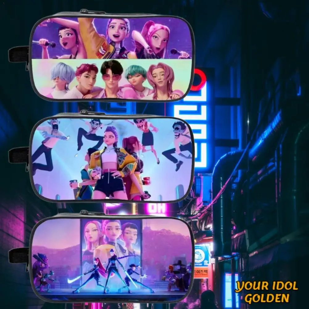 

Kpop Demon Hunters Huntrix Movie Merch Pen Box Большая вместительная детская сумка-карандаш для девочек и мальчиков Большая сумка для хранения школьных принадлежностей