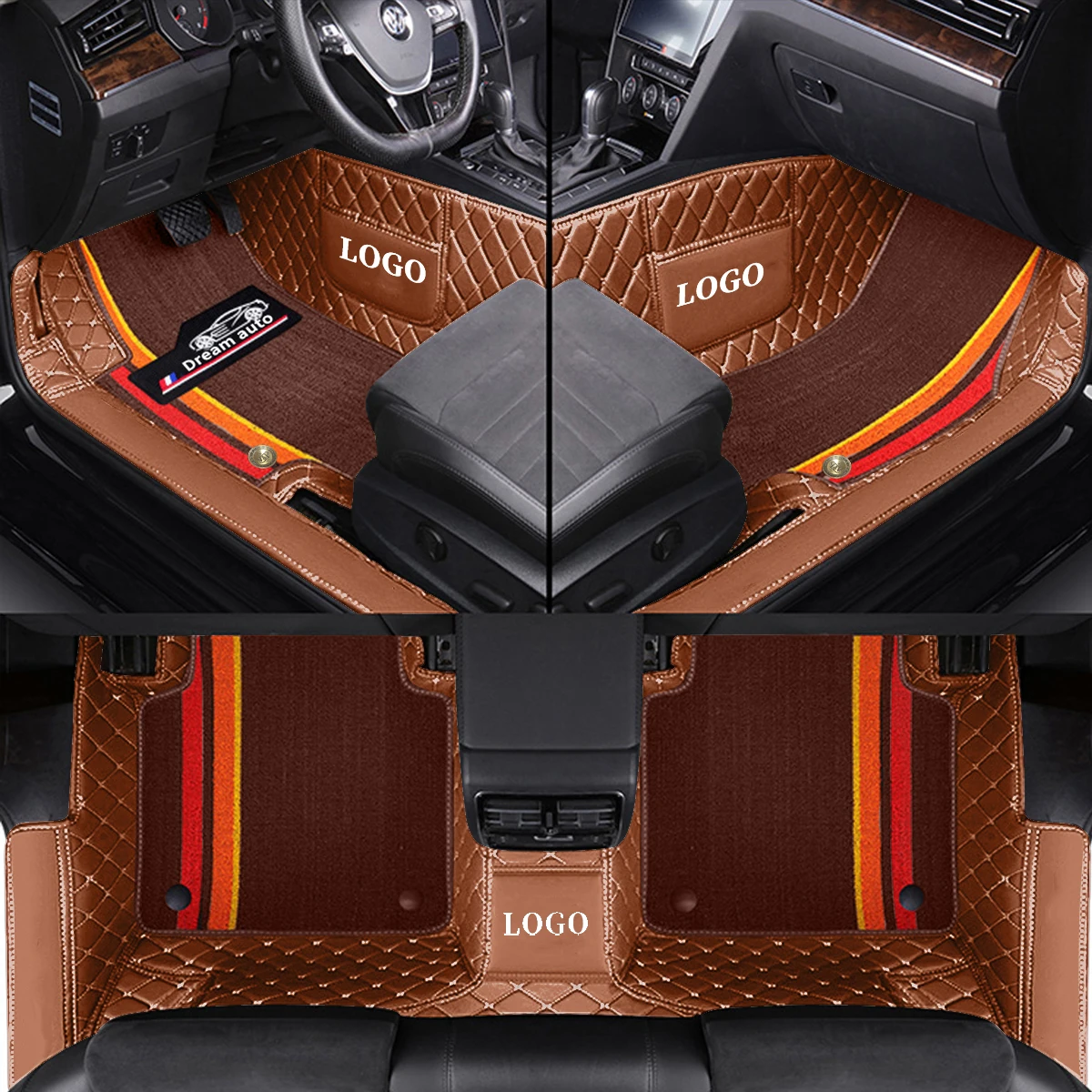 

Double Car Floor Mats For Rover Range Rover Sport 2014-2023 Leather Chenille Car Mat Full Set Custom Logo Carpet