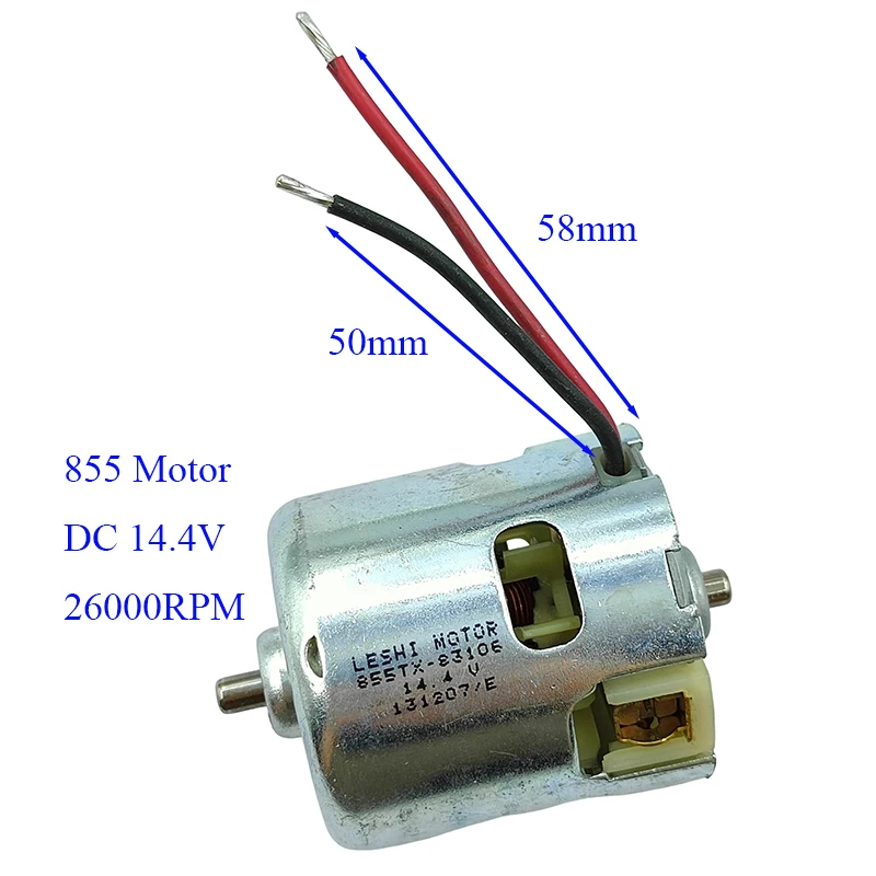 

14.4V Front Ball Bearing RS-855 Motor DC 12V 14.4V 18V 26000RPM High Speed Power Micro 48mm Electric Motor