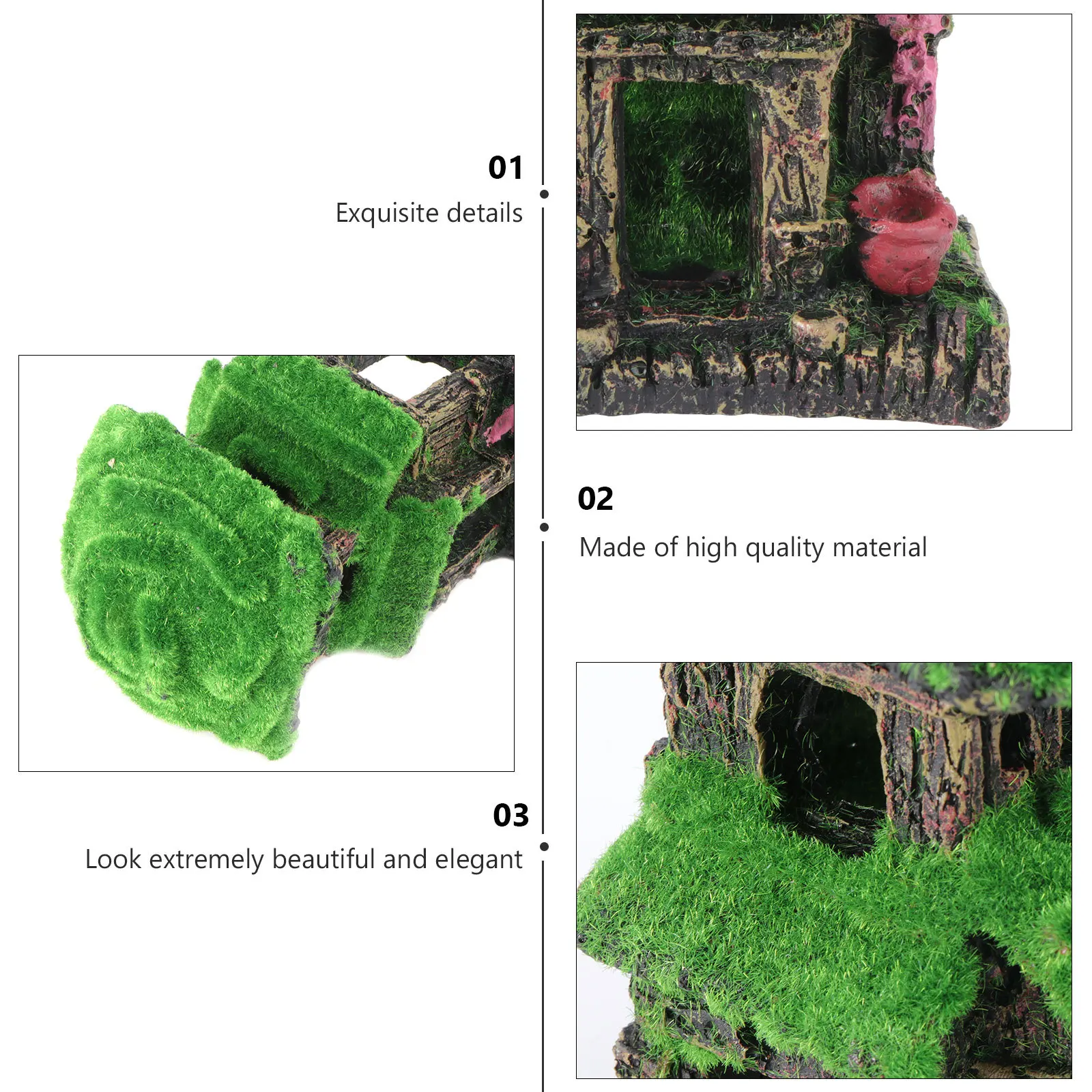 

Fish Resin Double Ancient Style Moss Pavilion Artificial Aquarium Landscape Decoration for Fresh Salt Water