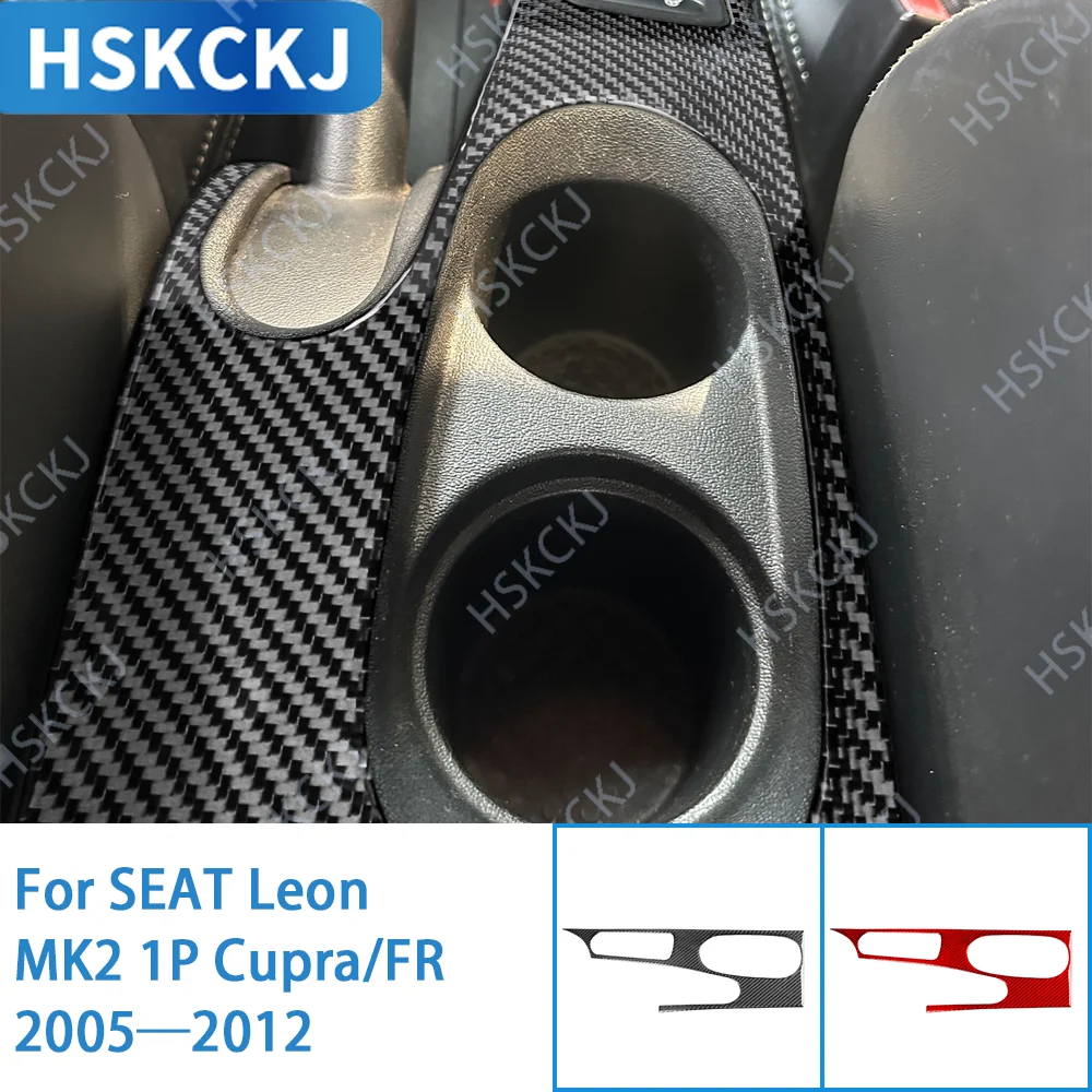 

Center Console Cup Holder Panel Interior Trim / 3K Carbon Fiber+ Resin / 3mm Anti-Scratch / For SEAT Leon MK2 1P Cupra FR 05—12