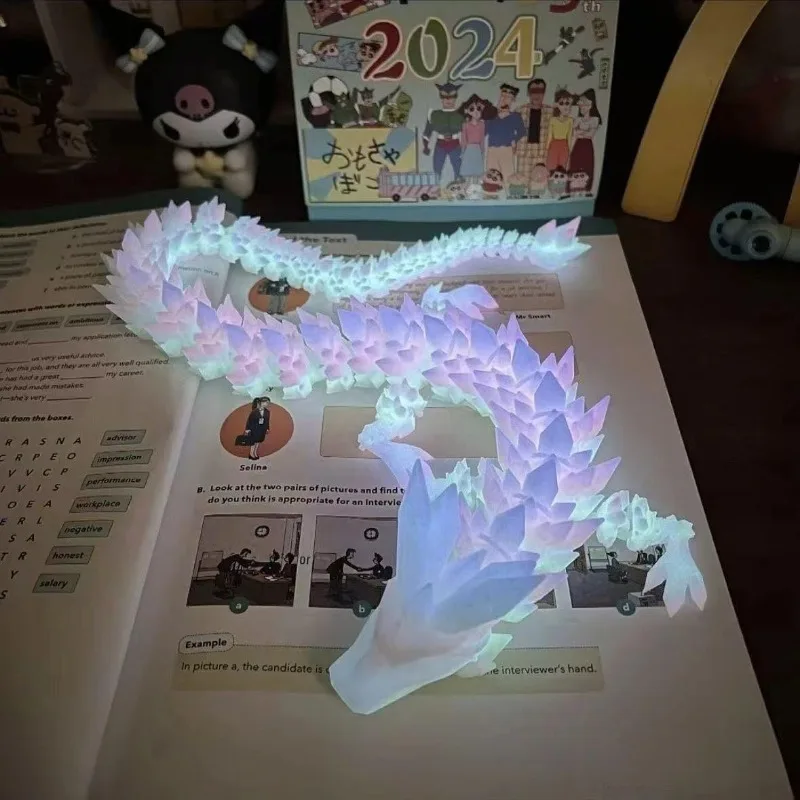 Drago di cristallo stampato in 3D Uovo di drago Drago luminoso Ornamento luminoso Decorazione Giocattoli per bambini Regali di compleanno per bambini