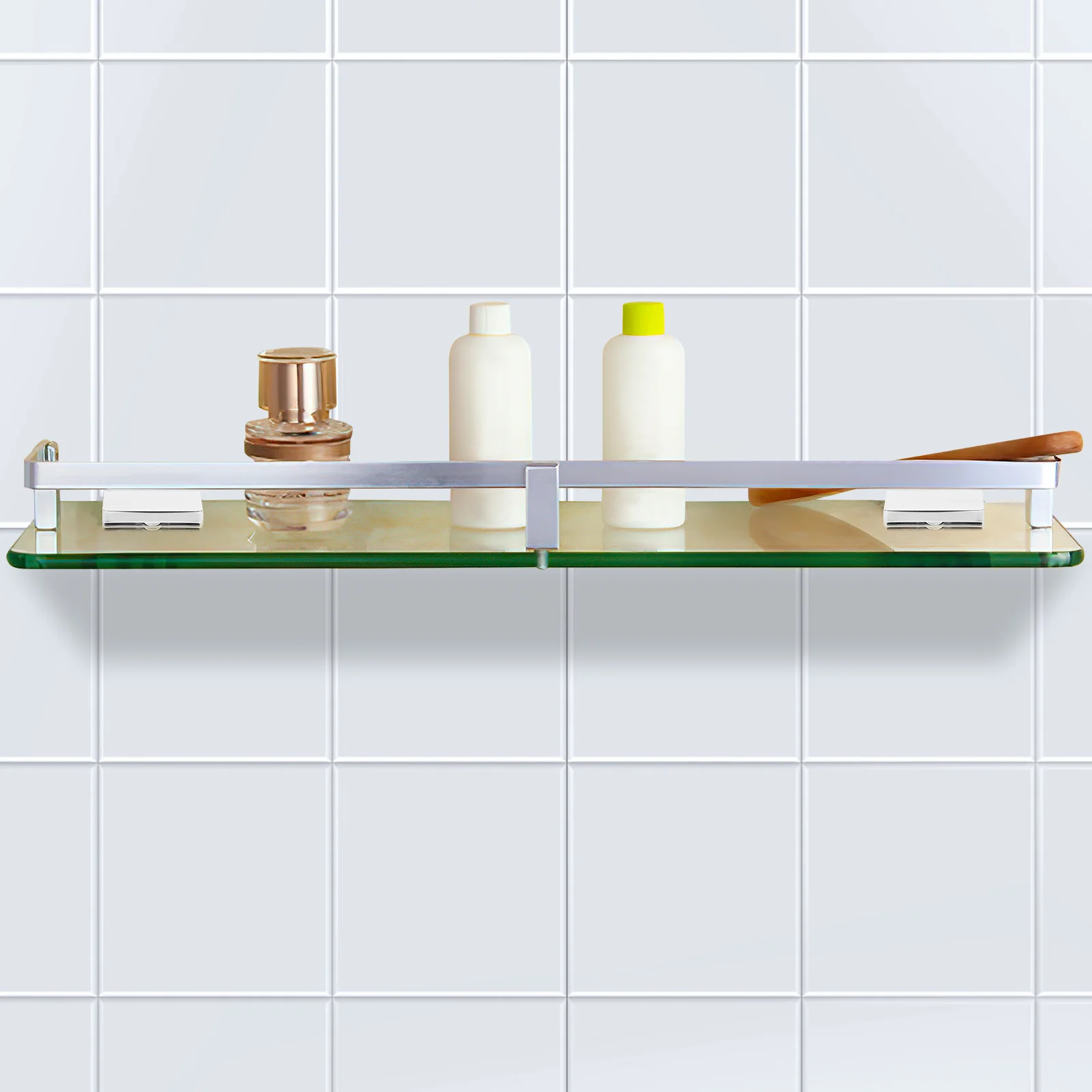 3 قطعة مقاطع الرف الزجاجي النحاس قابل للتعديل الثقيلة رف معلق بين قوسين عدم الانزلاق لخزانة عرض الحمام المطبخ #4