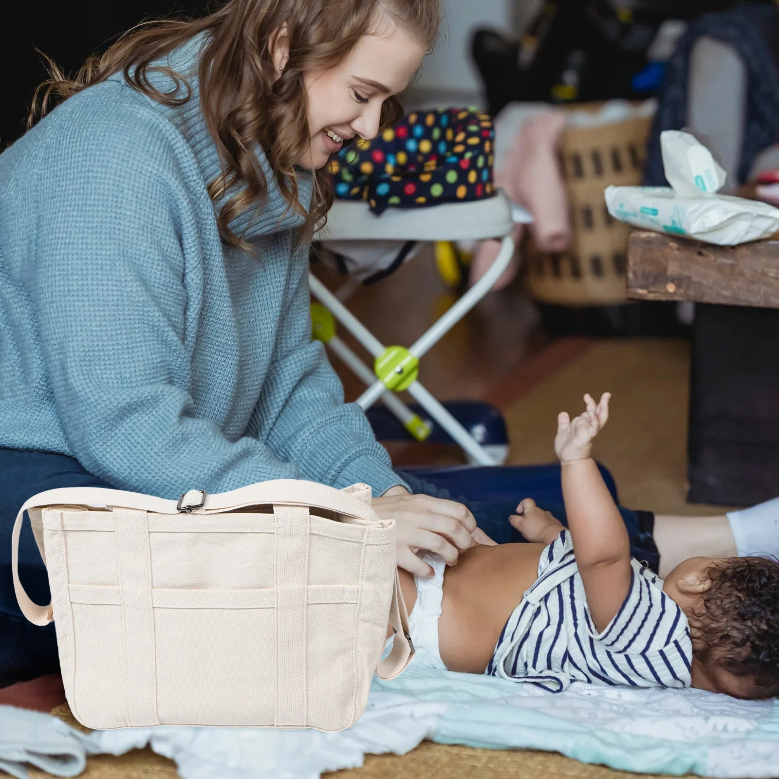 

Стильная холщовая сумка-тоут для мамы, многофункциональная сумка, большая вместительная коляска, портативный детский органайзер, сумка, парусиновая сумка на плечо