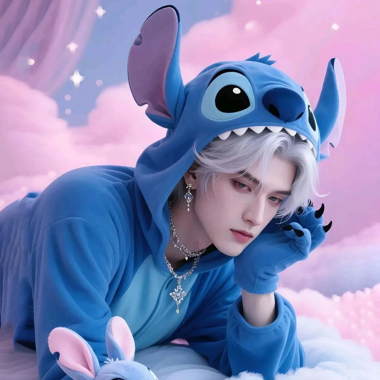

Anime Embroidery Cosplay Costume Stitch Cartoon Jumpsuit Halloween Girl Boy Hooded Pajamas Carnival Party Stitch New Style