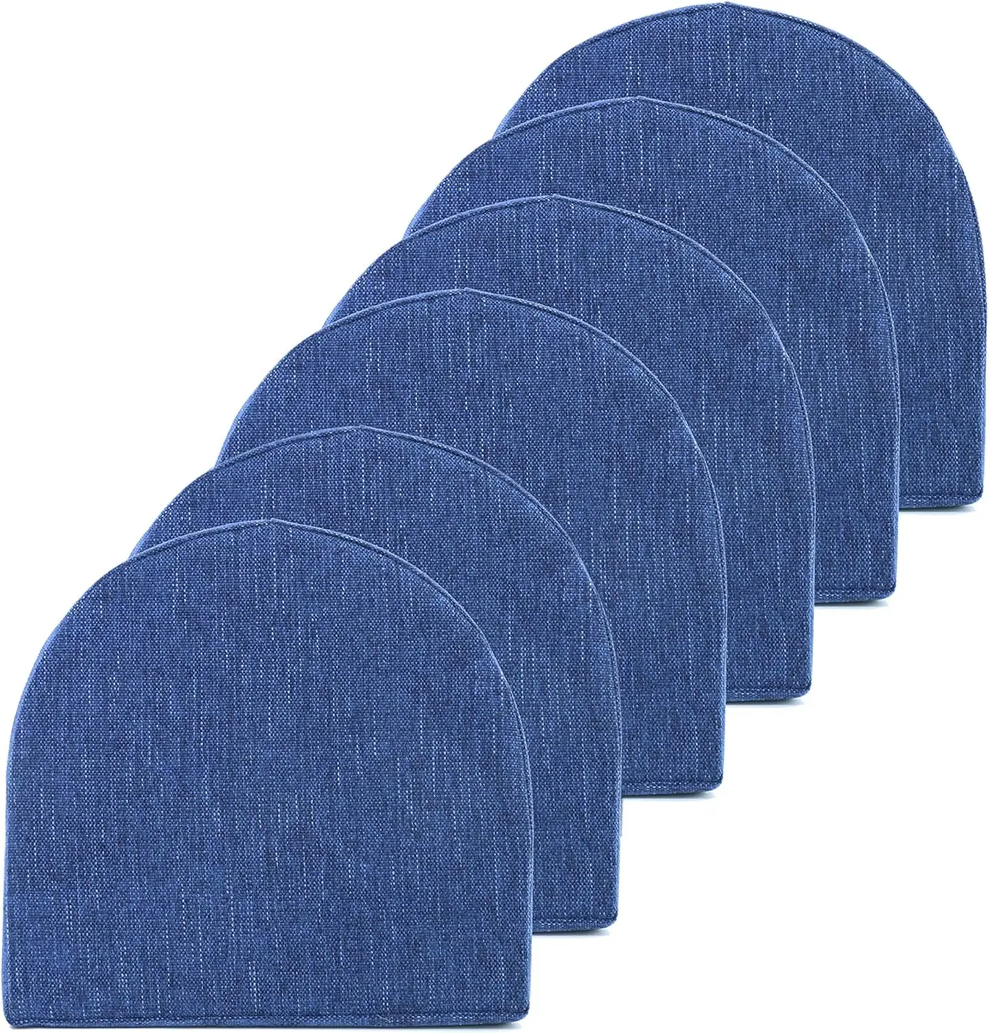 

100% High Density Memory Foam Pads U Shaped 17" x 16"Non Slip Skid Rubber Back Seat Cover, 6 Pack, Navy Blue