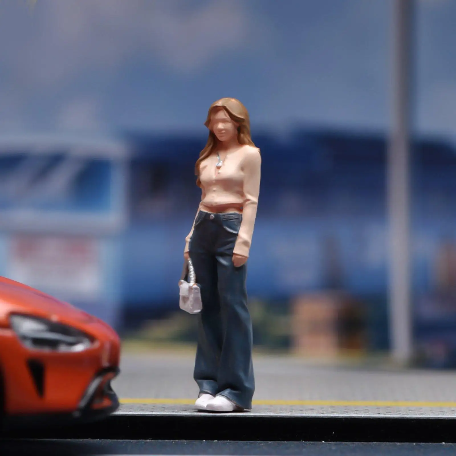 Figura de Diorama em Escala 1/64, Modelo de Cena de Rua, Figurinha de Menina de 0,75 cm, Figura de Resina Miniatura para Layouts de Ferromodelismo