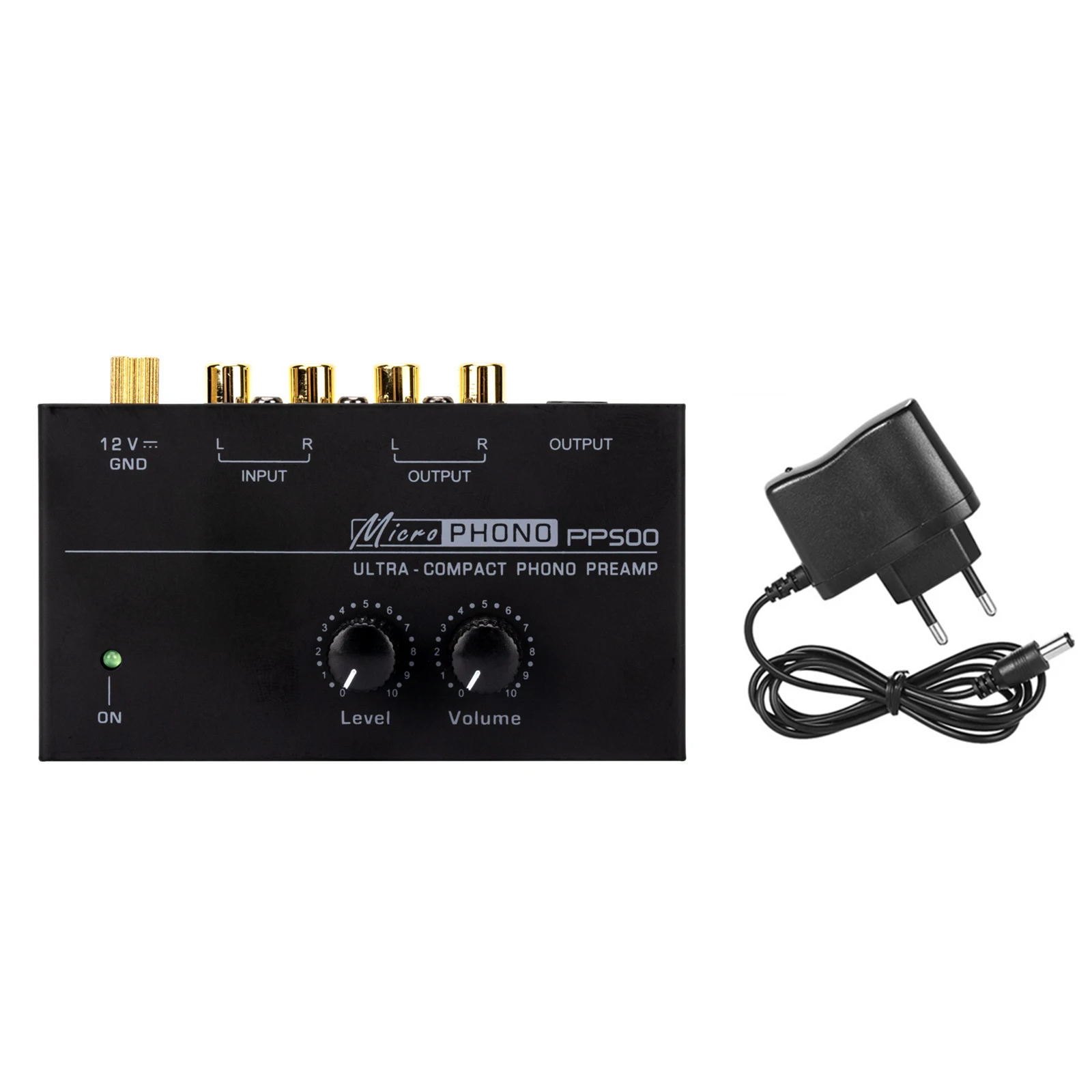 Ultra-compact Phono Preamp Preamplifier with Level & Volume Controls RCA Input & Output 1/4