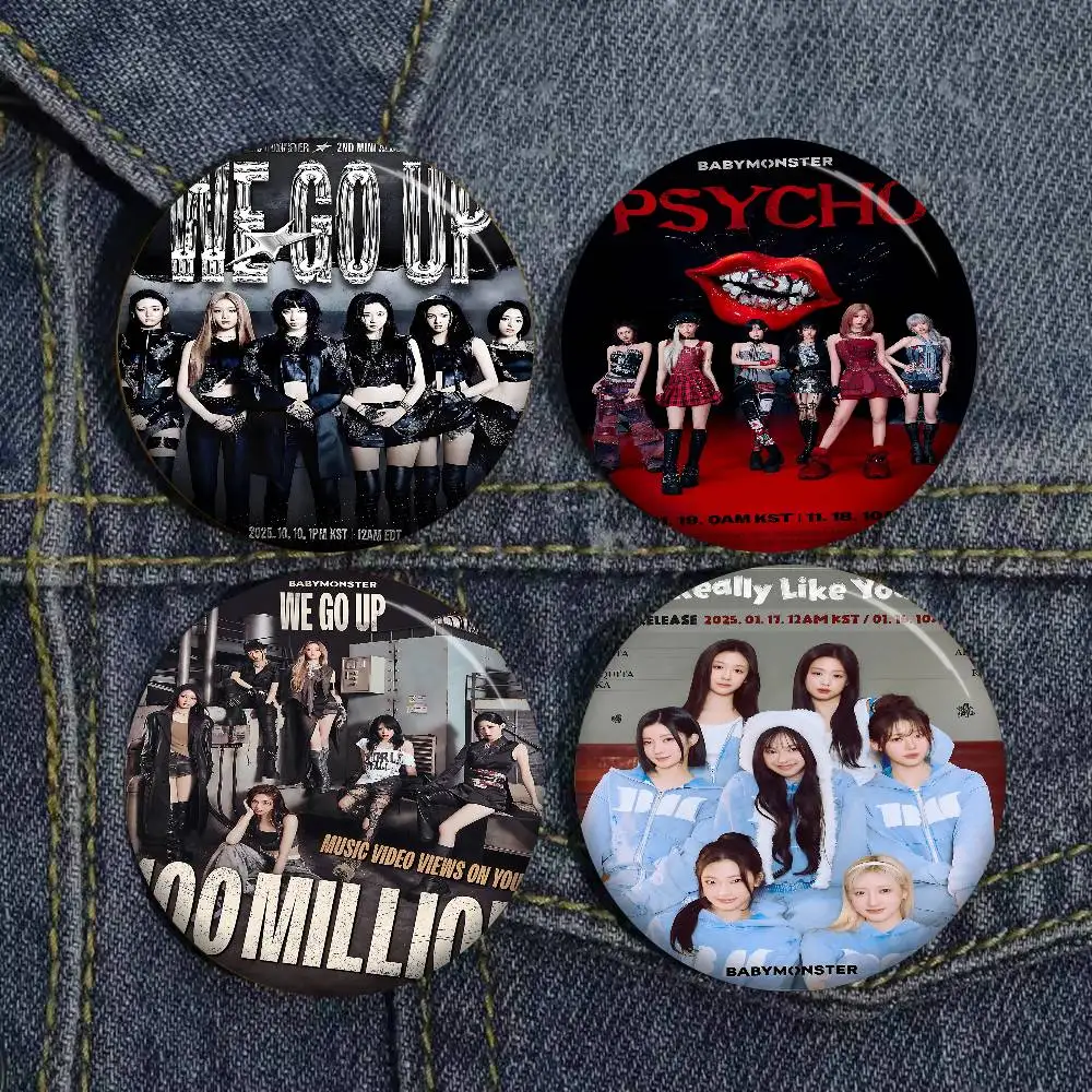 Kpop B-Babymonster 32/44/58MM Perni di bottoni personalizzabili Carino Divertente Distintivo creativo Decorazione di gioielli Regali per gli amici