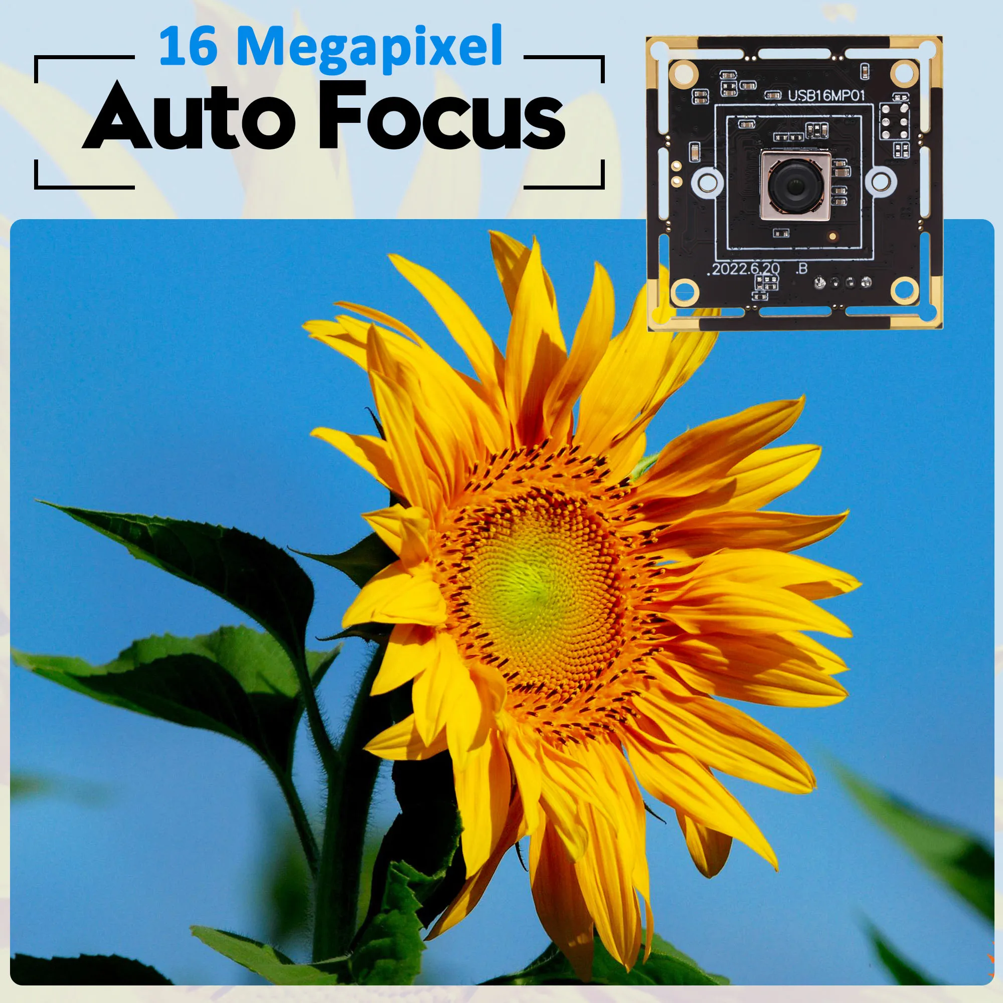 16MP Autofocus USB Camera Module IMX298 CMOS Sensor, Free Driver Plug & Play Mini Security Camera for Security