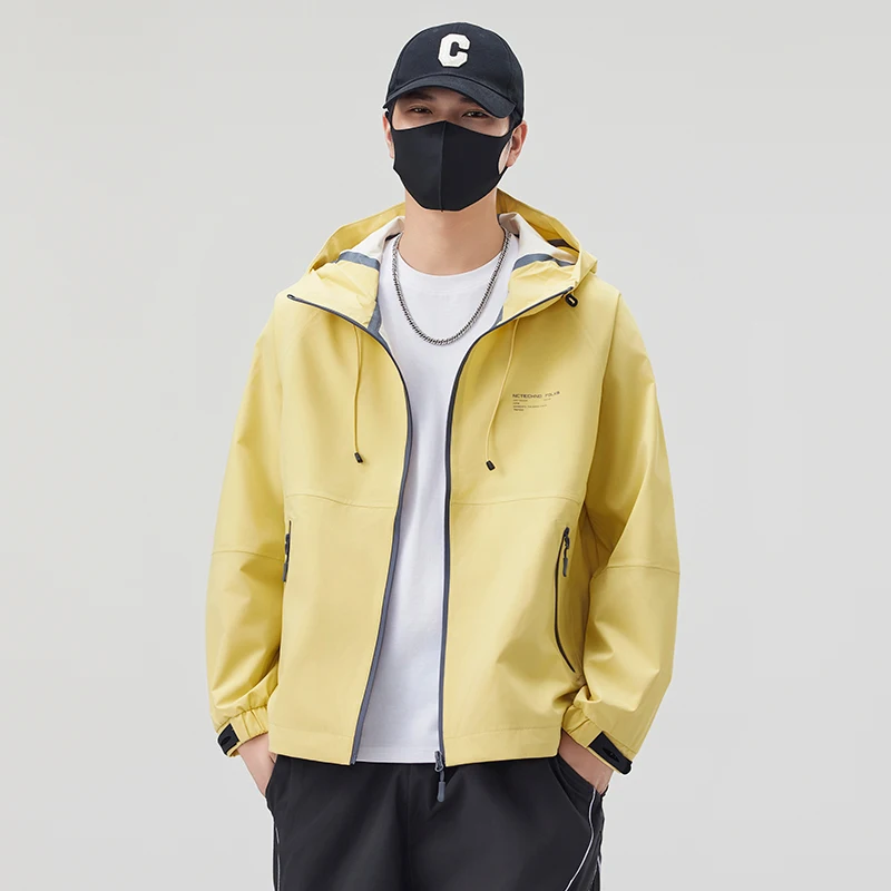 

Casual Spor Men's Spring Autumn Hooded Jaet Faionable Versatile Color Loose Top Outerwear by QiZi