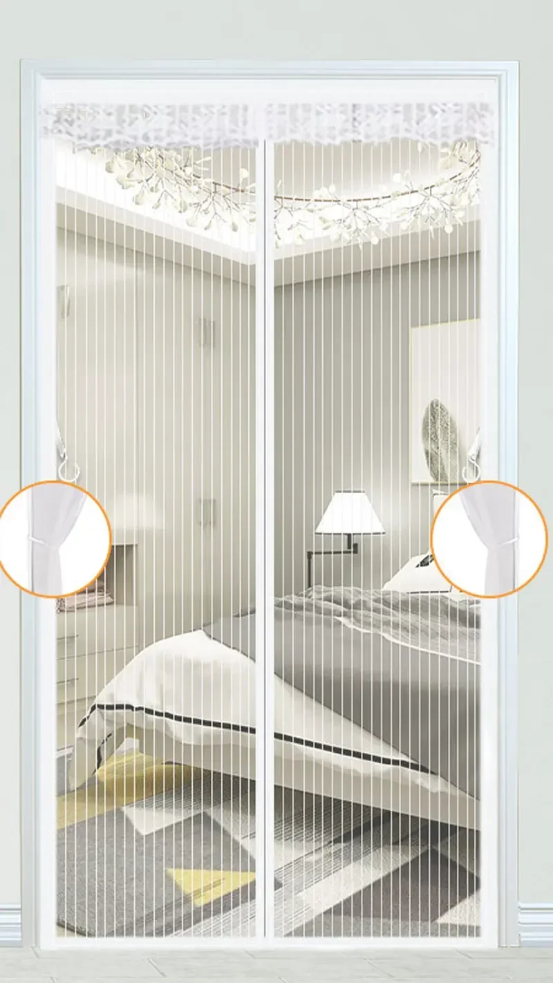 Robuster Magnetischer Fliegengitter-Türvorhang, Insektenschutz, Freihändige Nutzung, Geräuscharme Getönte Türvorhänge für Schlafzimmer-Belüftung – Detail 5