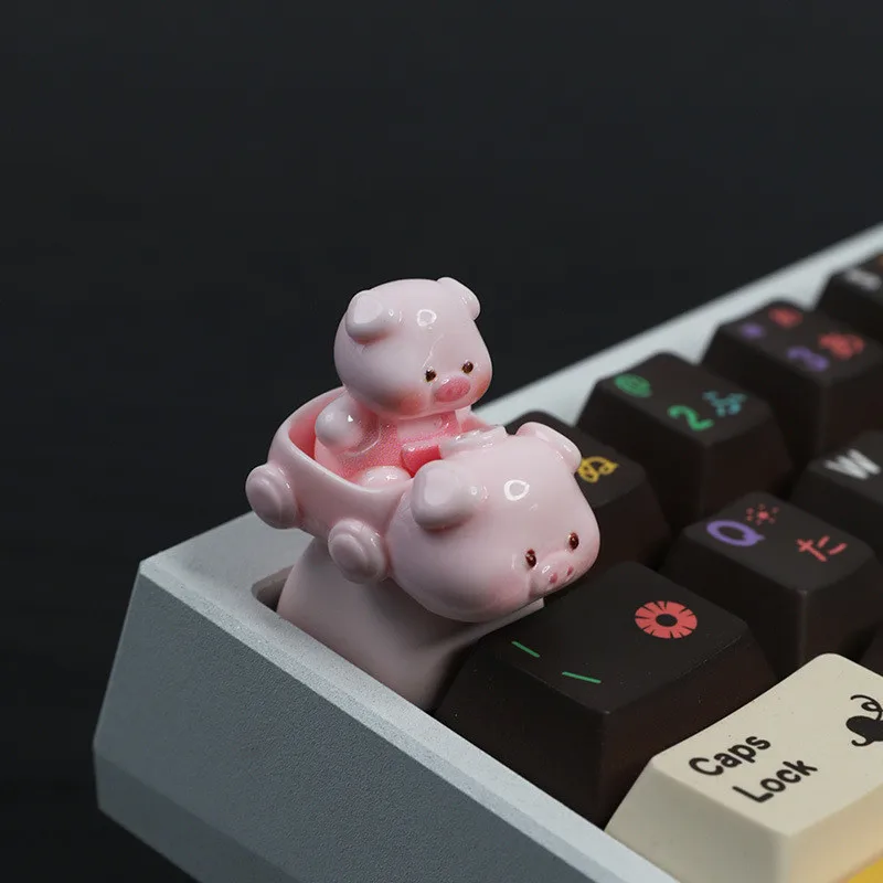 

Fliggy Mechanical Keyboard Keycaps Personalized Keycaps Cute Pink Pig Cross Axial Stress Relief Keycap Decorations