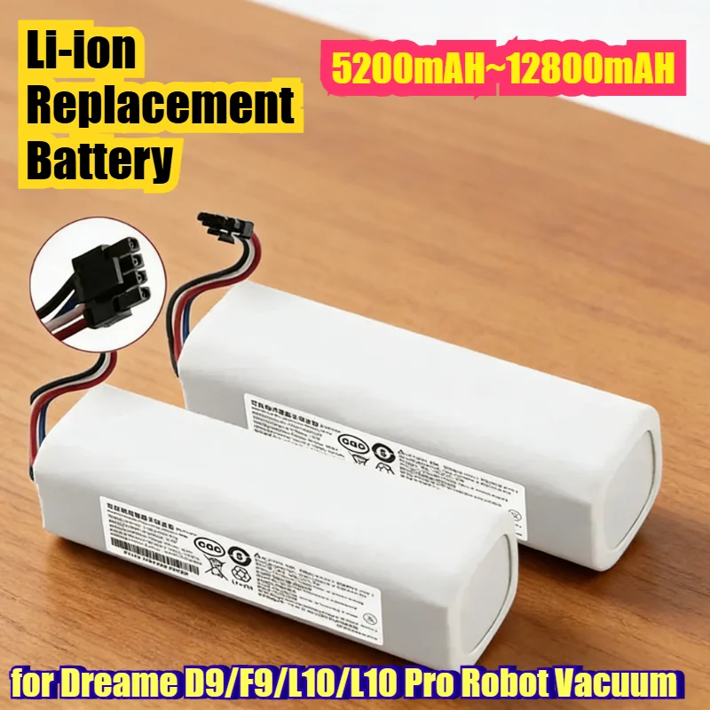 

Сменная литий-ионная аккумуляторная батарея 12800 мАч для робота-пылесоса Dreame D9/F9/L10/L10 Pro с защитной схемой