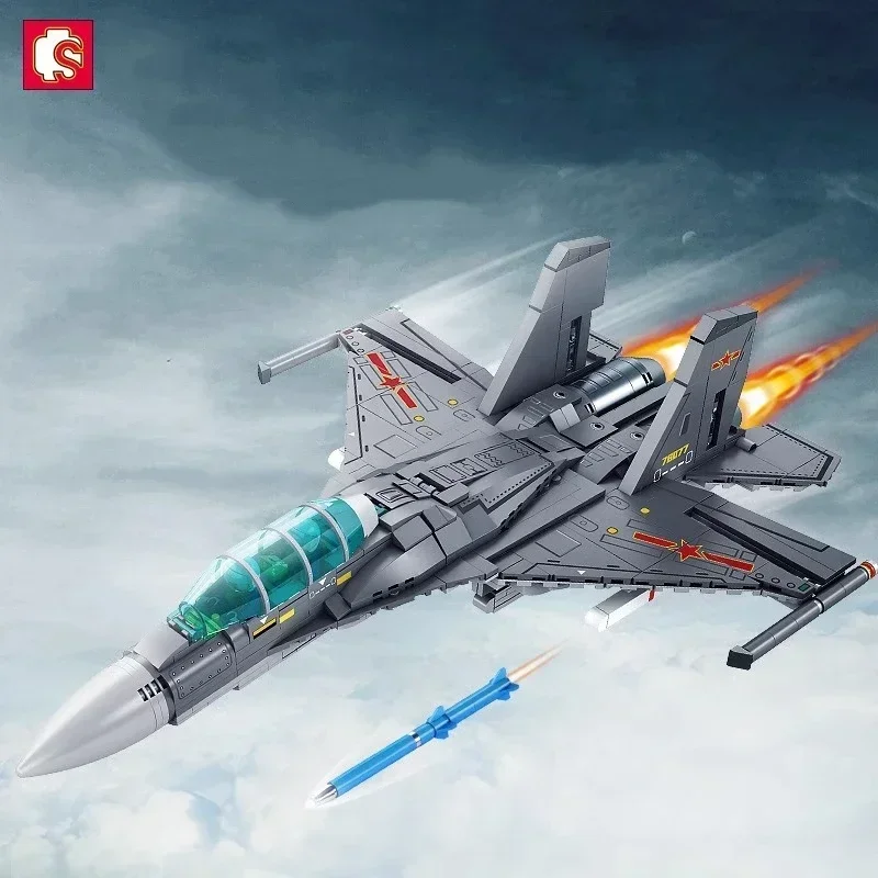 SEMBO Falcon trainer aircraft building blocks J-10 military parade performance aircraft model toy small particle assembly figure