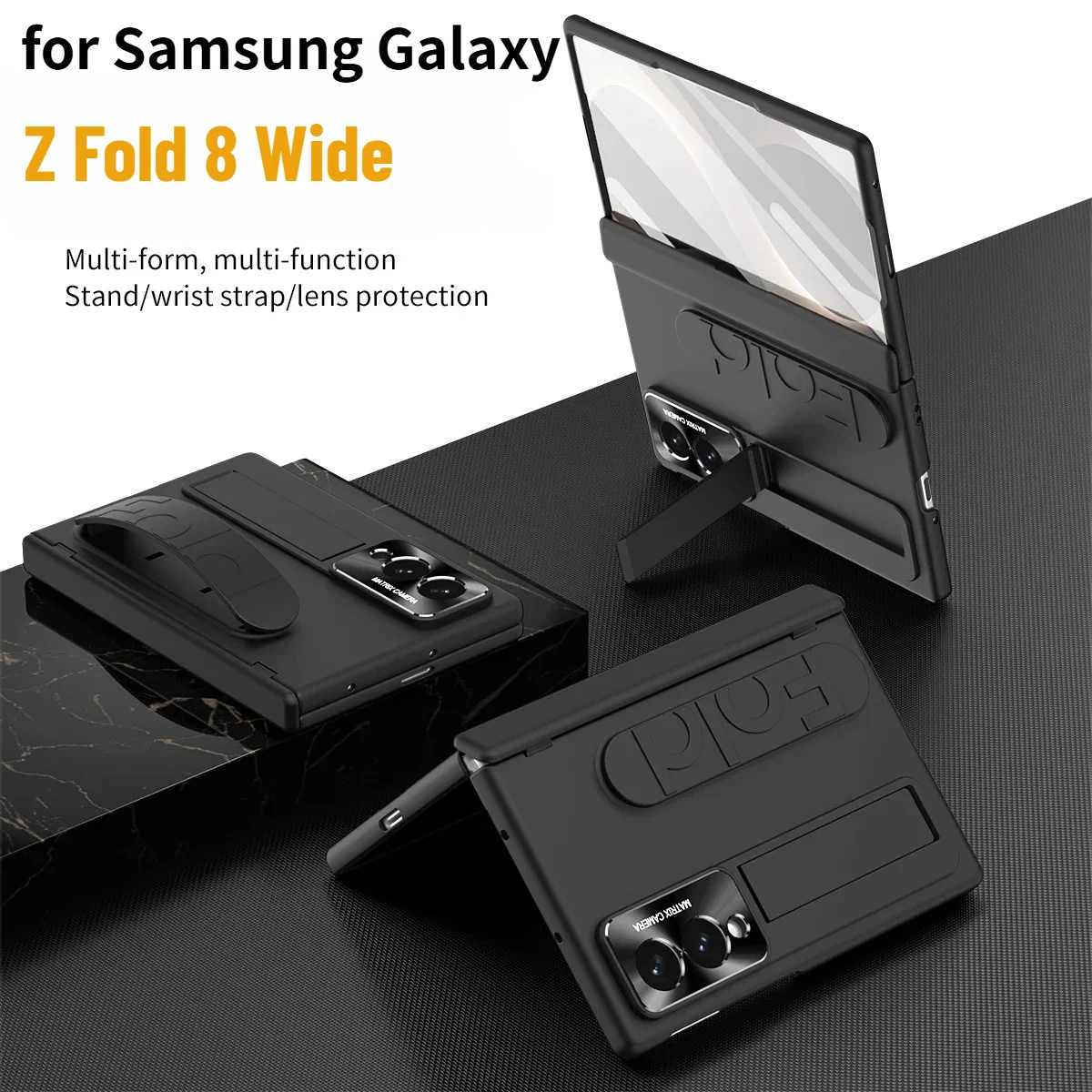 

Premium Invisible Bracket Wristband Case for Samsung Galaxy Z Fold 8 Wide 7 6 5 Hinge Tempered Glass Screen Film Protect Cover